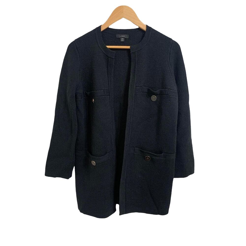 J.Crew Alpaca Oversized Knit Cardigan Sweater Black Size XS #AQ330